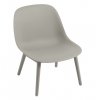 Muuto FIBER LOUNGE Fotel - Szary / Rama Drewniana